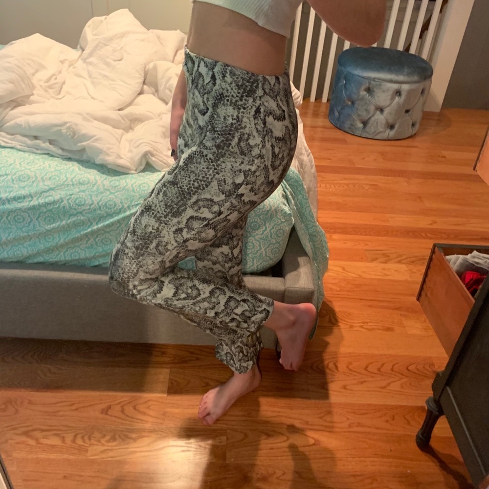 snakeskin print pants